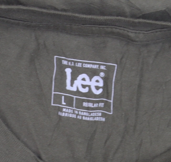 Lee Men's Green Regular Fit Cotton T-Shirt Size L