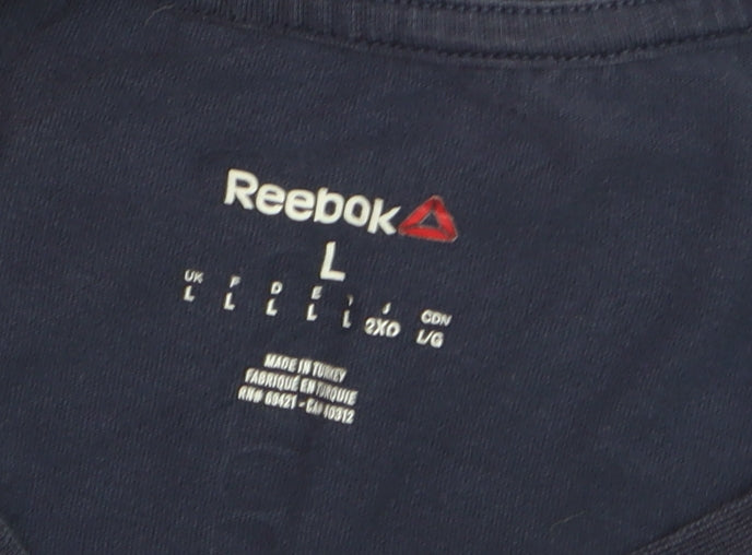 Reebok Men's Blue Large Logo Sports Cotton T-Shirt