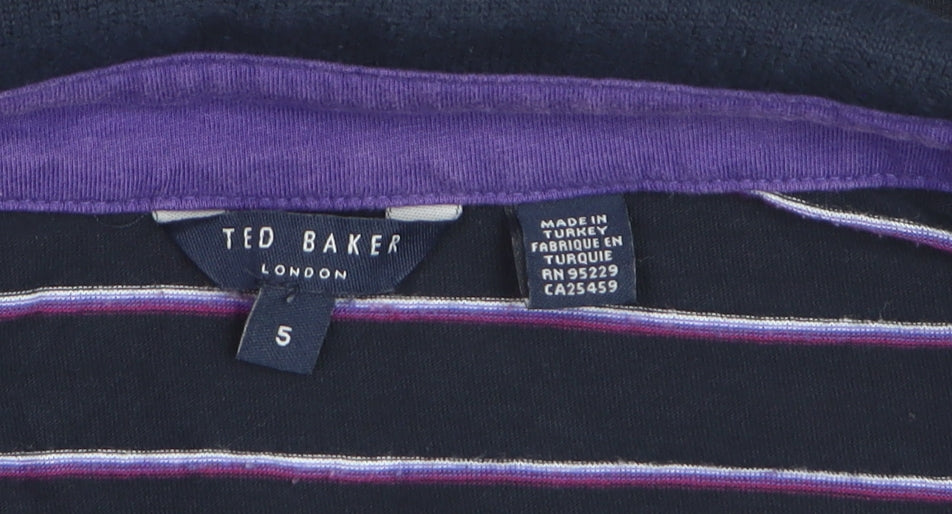Ted Baker Men's Blue Striped Polo Shirt Size L Cotton Blend