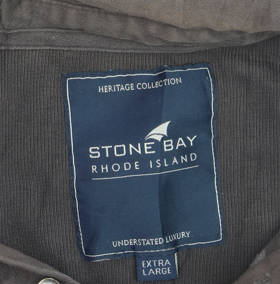 Stone Bay Men’s Brown Striped Long Sleeve Polo Shirt XL