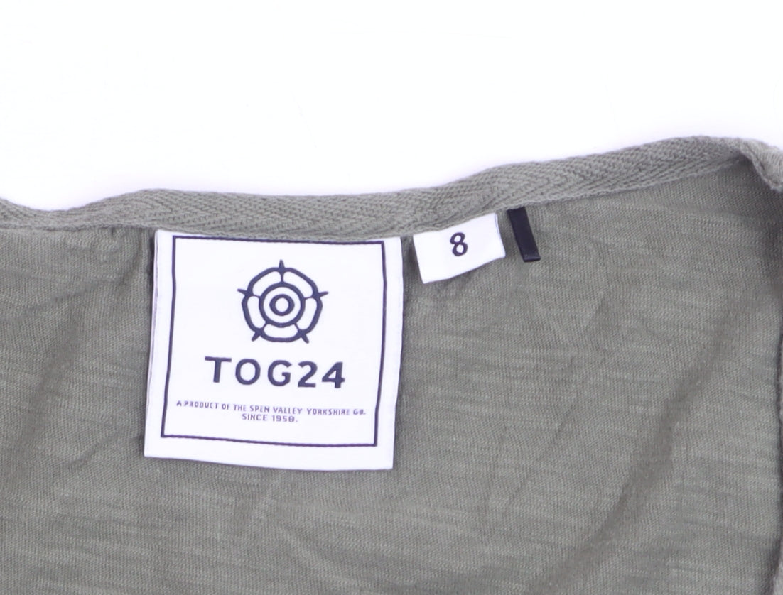 TOG24 Women's Green Button-Up Short Sleeve Cotton Top Size 8
