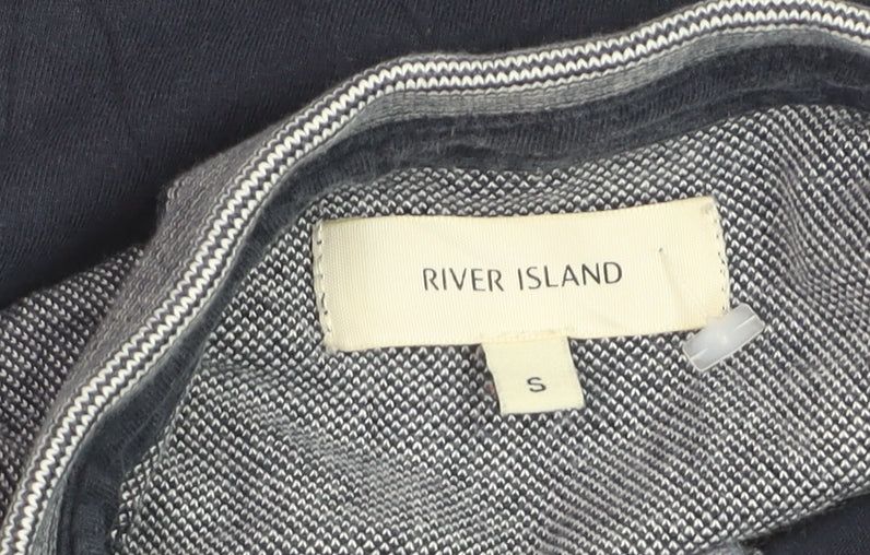 River Island Men's Navy Polo Shirt S 100% Cotton Short Sleeve