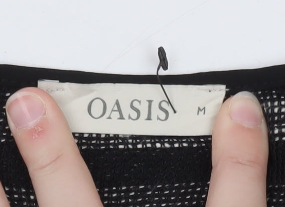 Oasis Women’s Black Striped Knit Pullover Jumper Size M