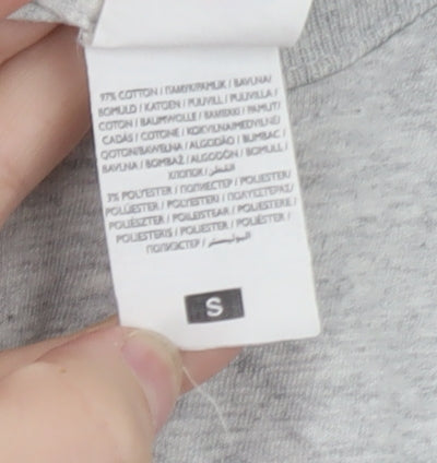 Fruit of the Loom Men's Grey Long Sleeve Crew Neck Cotton T-Shirt Size S