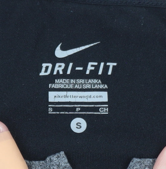 Nike Men's Grey Black Dri-FIT Long Sleeve Running Top Size S