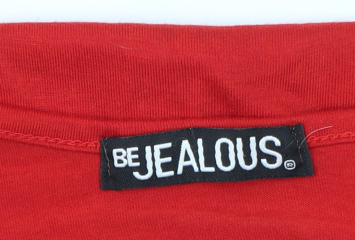 Be Jealous Womens Red Christmas Long Sleeve T-Shirt Size S