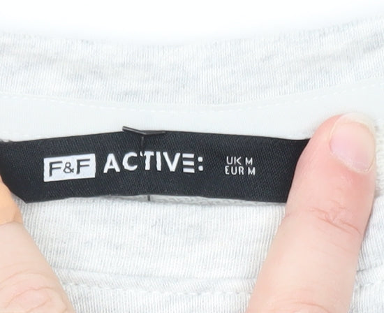 F&F Active Women's Grey 'Sunday Club' Relaxed Fit Short Sleeve Jumper M