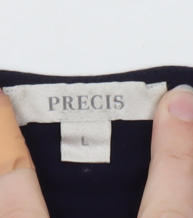 Precis Women’s Blue Cotton Blend Scoop Neck T-Shirt Size L