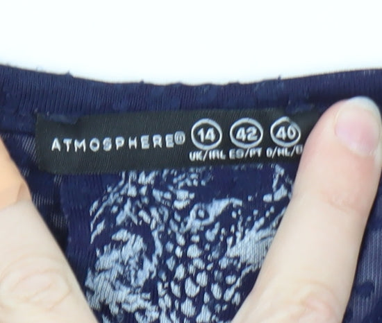Atmosphere Women Blue Size 14 Cropped Short Sleeve T-Shirt