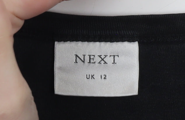 Next Women’s Black V-Neck Cotton Jersey T-Shirt UK 12