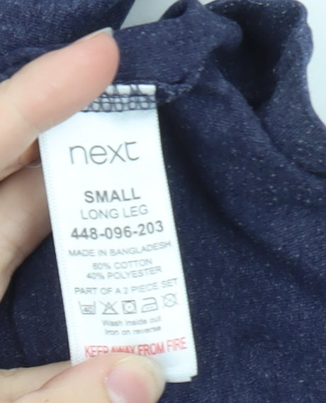 Next Men's Blue Cotton Blend Short Sleeve Pyjama Top Size S