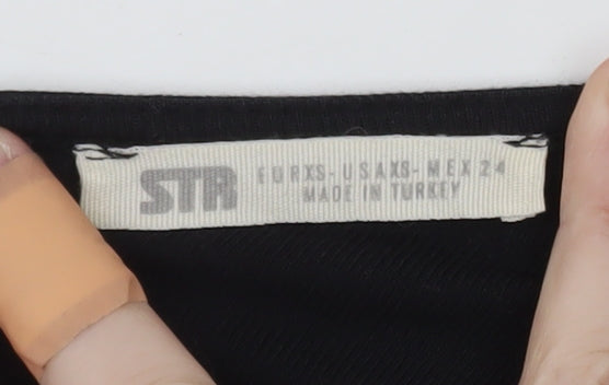 Stradivarius Women's Black One Shoulder Cropped Top XS