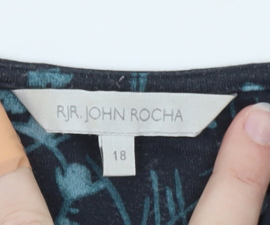RJR.John Rocha Women's Blue Floral Wrap Blouse Size 18