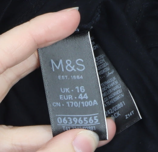 Marks & Spencer Women's Black Roll Neck Long Sleeve Basic Top Size 16
