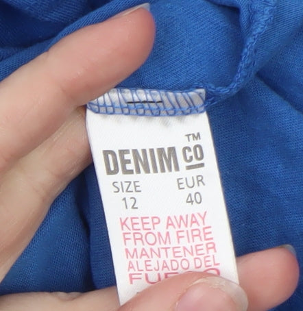 Denim Co Womens Blue Cotton Short Sleeve Basic T-Shirt Size 12
