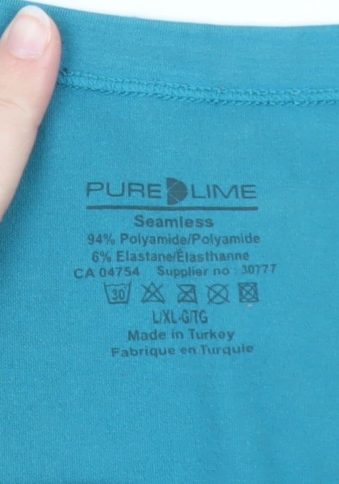 PureLime Women’s Turquoise Seamless Long Sleeve T-Shirt L/XL