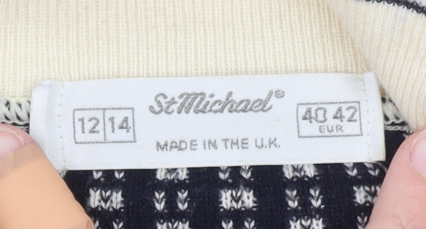 Marks & Spencer Women Beige Collared Knit Short Sleeve Jumper Size 12