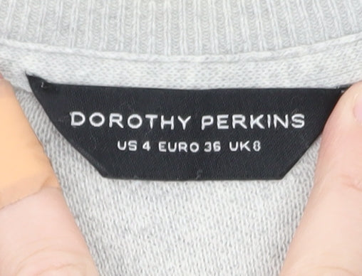 Dorothy Perkins Women’s Grey Graphic Crew Neck Pullover Jumper Size 8