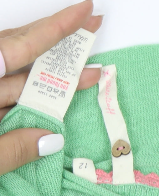 Miss Selfridge Women’s Green Linen V-Neck Cardigan Size 12