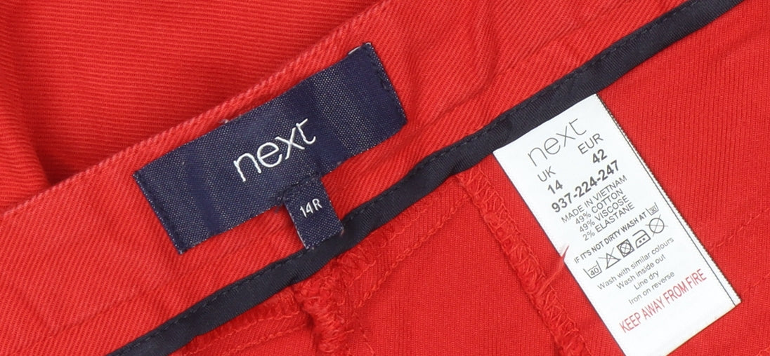 Next Women's Red Straight Stretch Jeans Size 14 Regular
