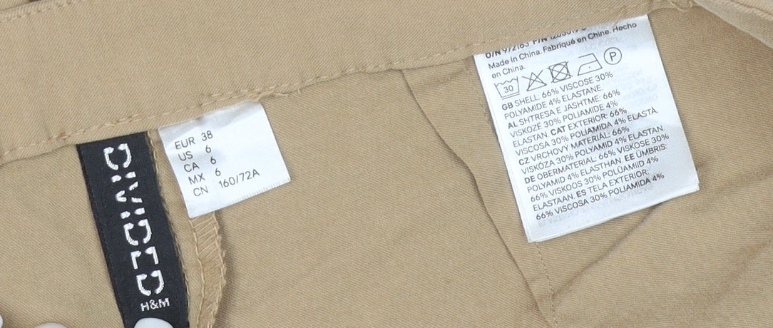 H&M Divided Women's Beige Slim Fit Stretch Trousers Size 10