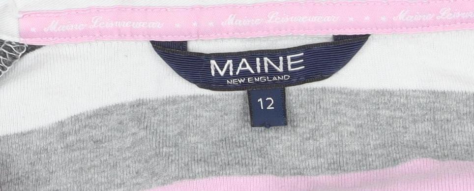 Maine New England Womens Multicoloured Striped Cotton Rugby Top Size 12