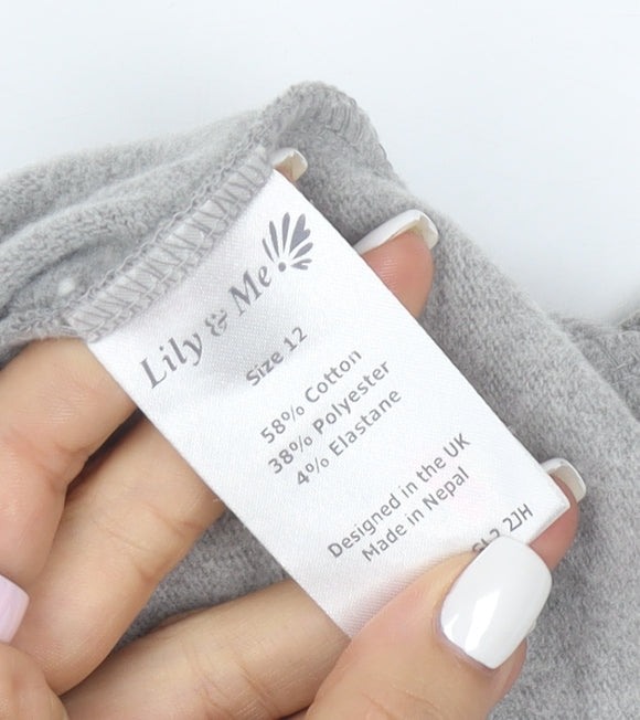 Lily & Me Womens Grey Size 12 Jersey T-Shirt Dress