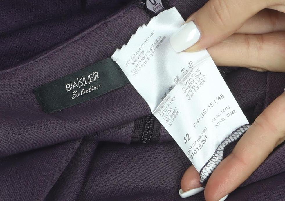 Basler Women Purple Short Sleeve Sheath Kneelength Dress Size 12