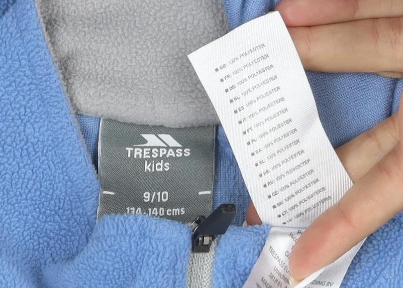 Trespass Boys Blue Fleece 1/2 Zip Pullover Hoodie 9-10 Years