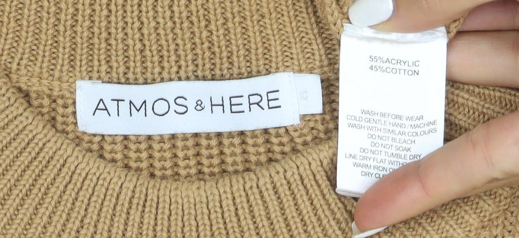 Atmosphere & Here Womens Beige Knit Crew Neck Jumper Size M