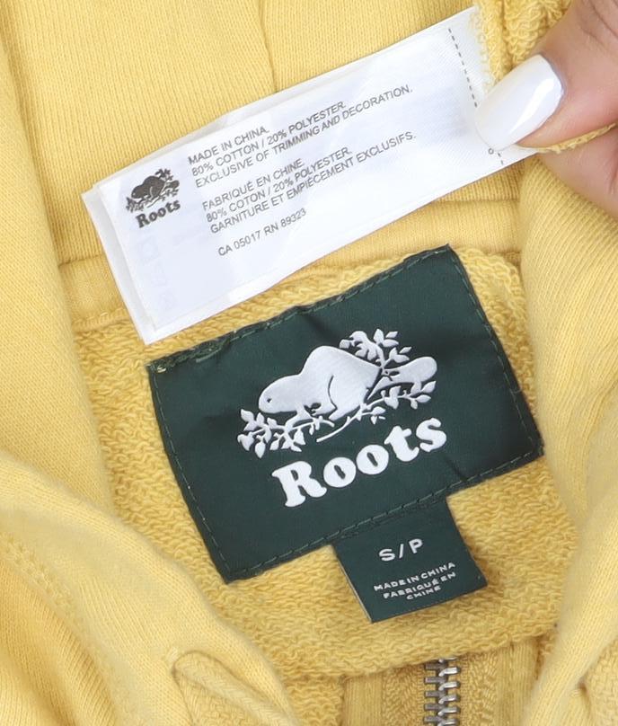 Roots Men's Yellow Full Zip Hoodie Size S Cotton Blend