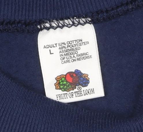 Fruit of the Loom Blue Funny Graphic Unisex L Pullover Sweatshirt