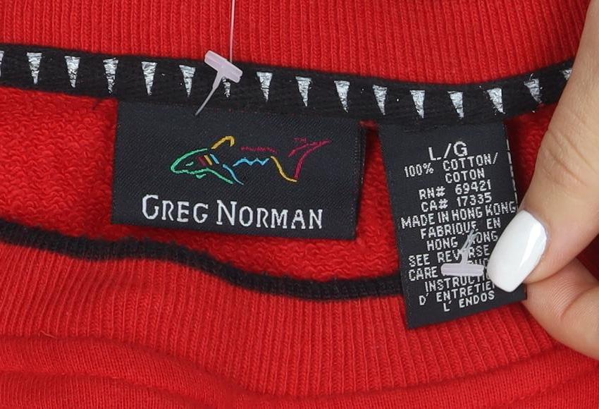 Greg Norman Men's Red Cotton Crew Neck Pullover Sweatshirt L