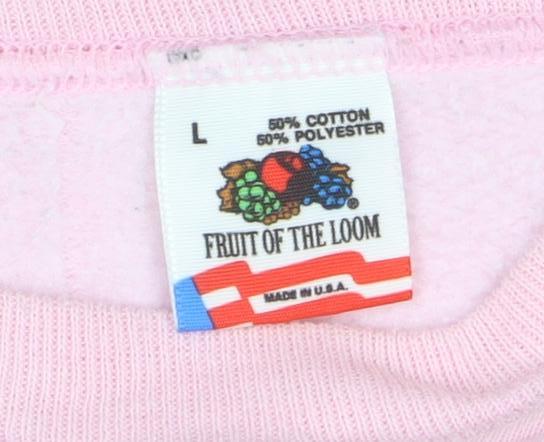 Fruit of the Loom Women Pink Tin Cup Colorado Pullover Sweatshirt L