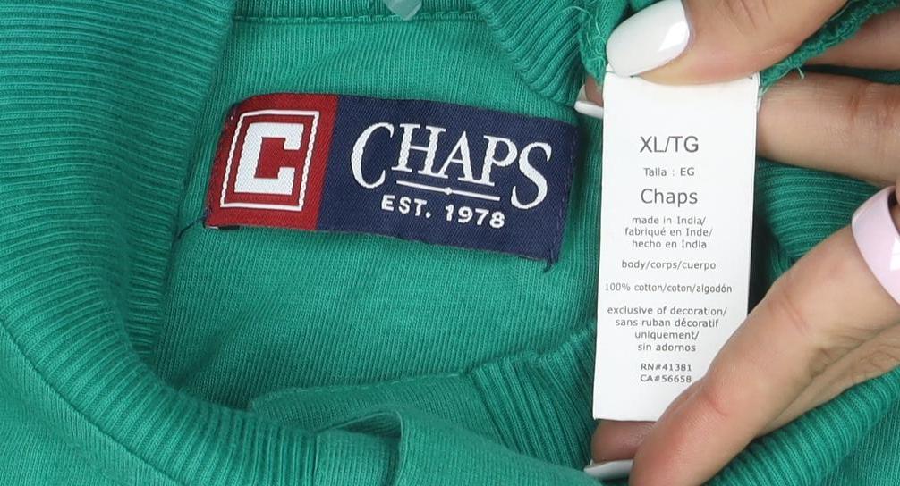 Chaps Men's Green XL Henley Sweatshirt Long Sleeve Cotton