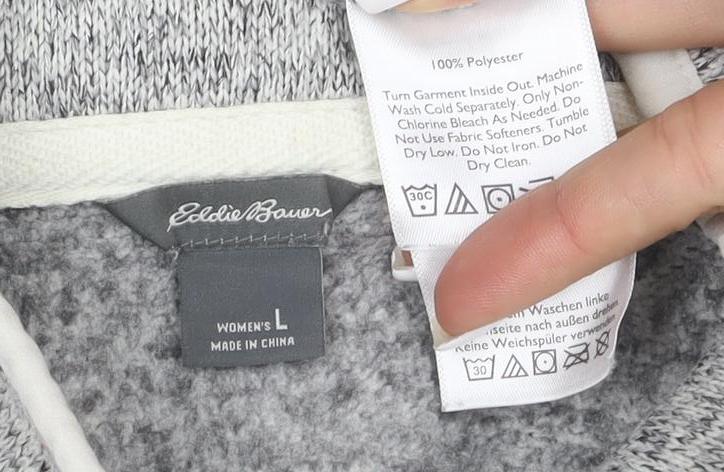 Eddie Bauer Mens Grey Fleece Henley Sweatshirt Size L