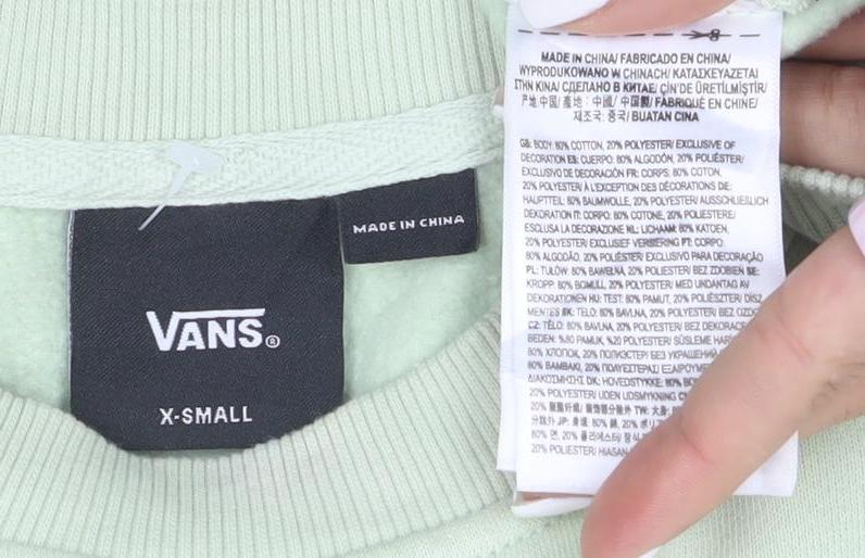 Vans Women Mint Green Tie Dye Crew Neck Pullover Sweatshirt XS