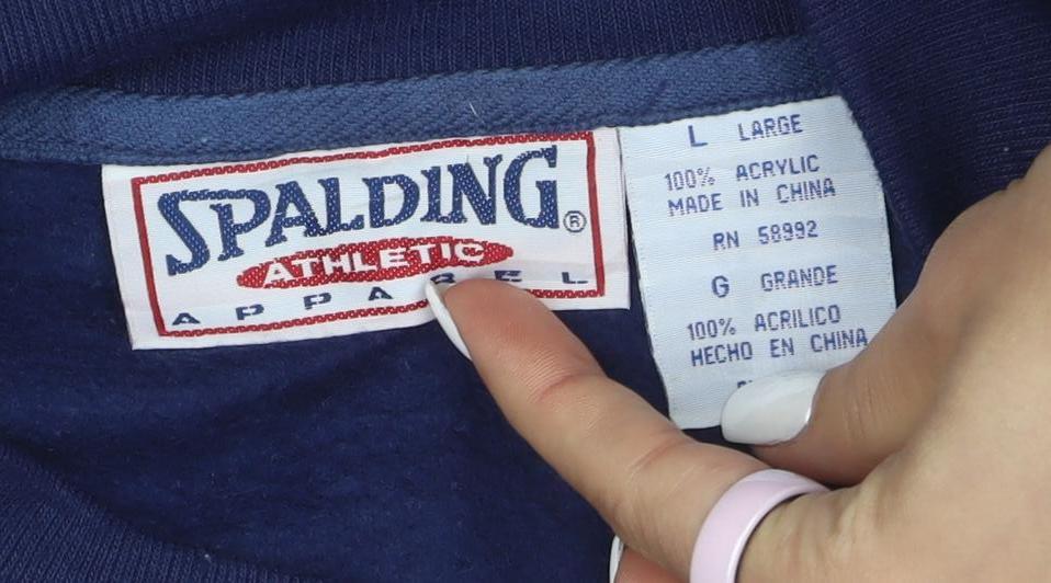 Spalding Men’s Blue Henley Sweatshirt L Colour Block Sports Style