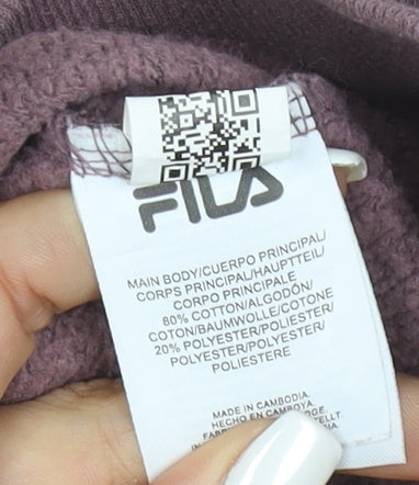 Fila Womens Mauve Sweatshirt UK L Cotton Blend Pullover Crew Neck