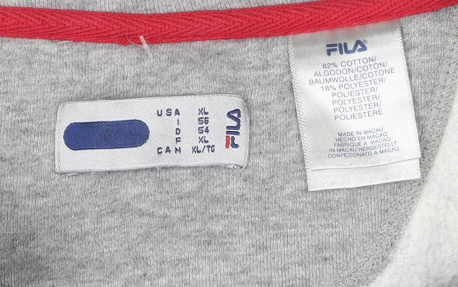 Fila Mens Grey XL 1/4 Zip High Neck Sweatshirt