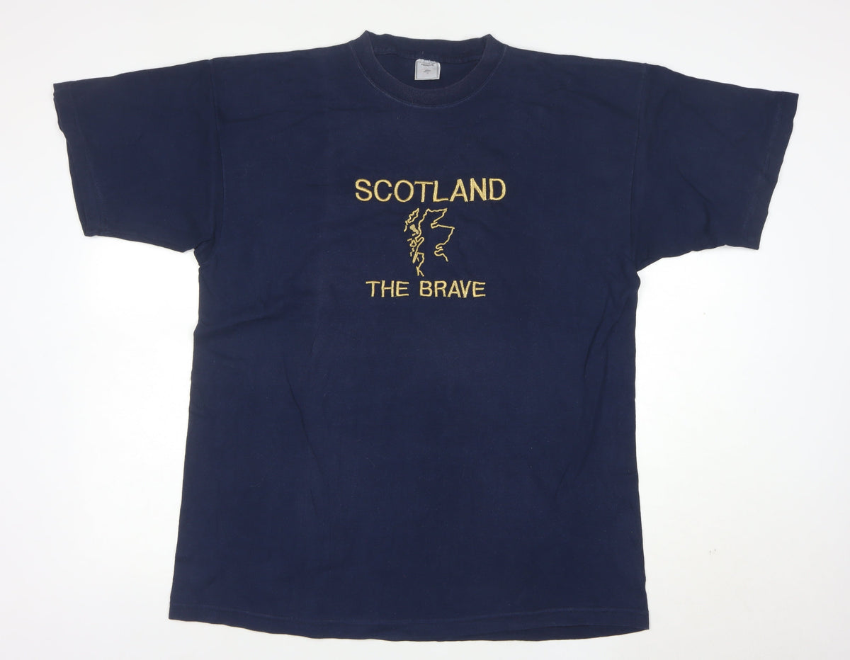 Premium Men's Navy Scotland The Brave XL Cotton T-Shirt