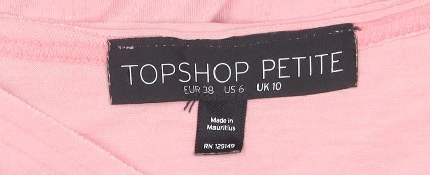 Topshop Petite Pink Bicycle Print Women's Size 10 Cotton T-Shirt
