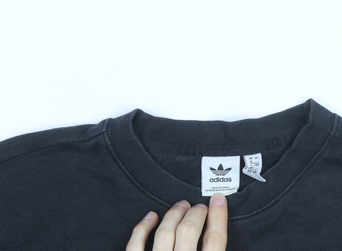 Adidas Womens Black Size 16 Crew Neck Pullover Sweatshirt