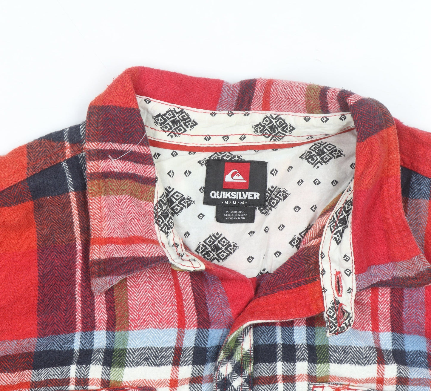 Quiksilver Men's Red Checked Flannel Button-Up Shirt M