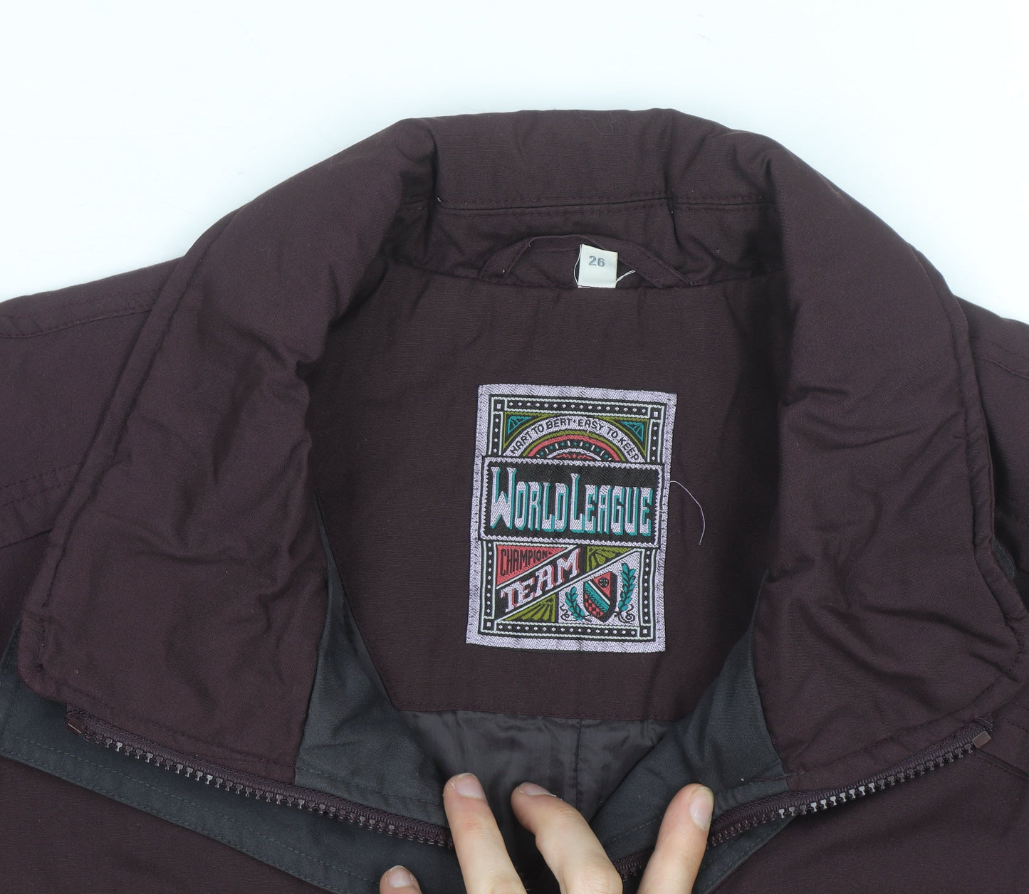 World League Womens Brown Long Parka Jacket Size 26 Lined Zip Pockets