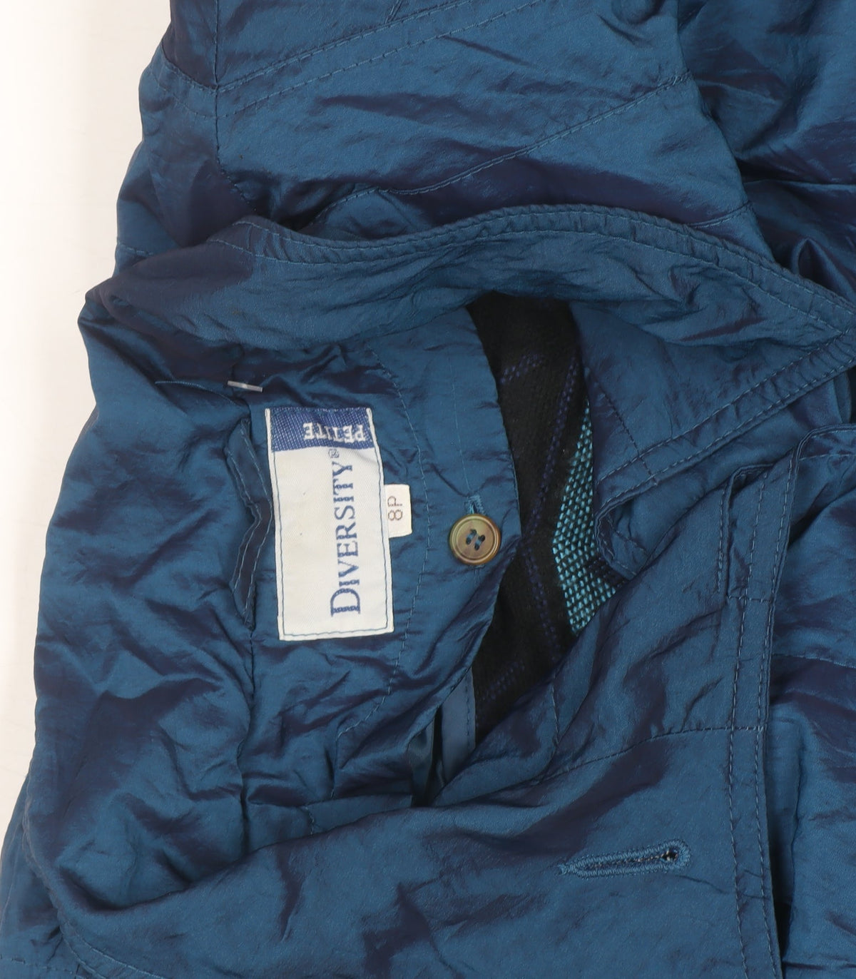 Diversity Women's Blue Petite 8 Mid-Length Rain Coat Nylon