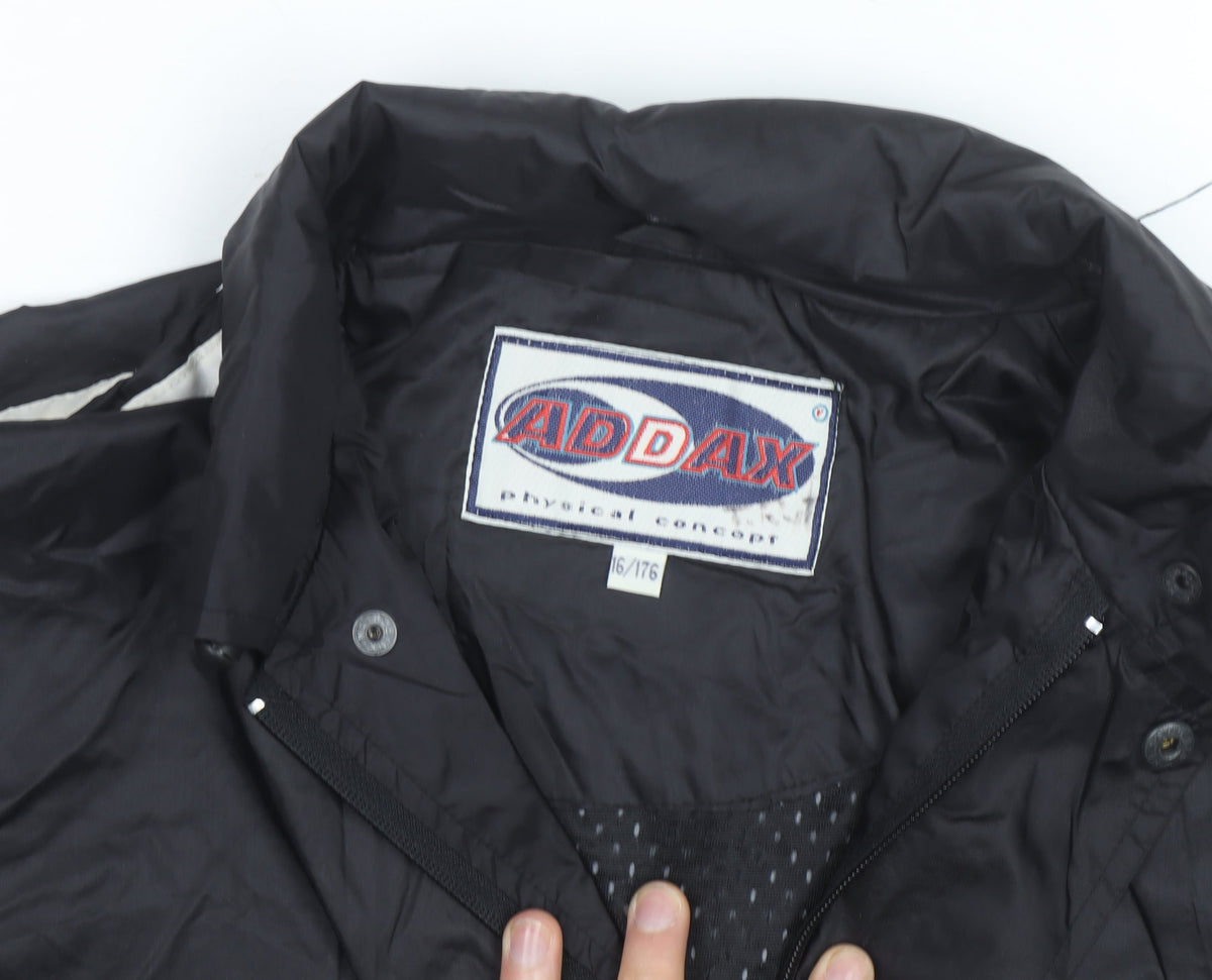 ADDAX Men's Black L Windbreaker Jacket with White Stripes