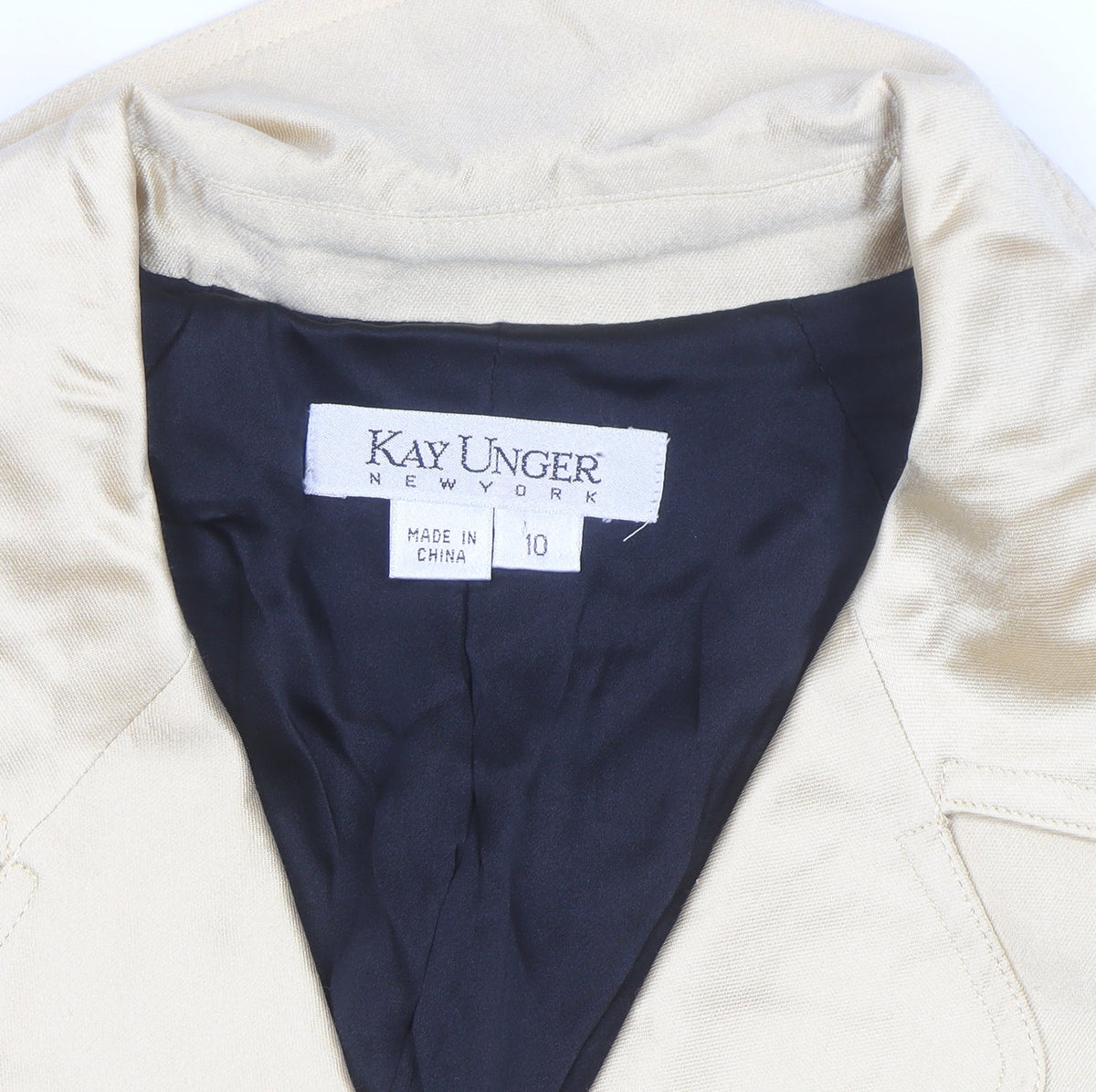 Kay Unger Women's Beige Blazer Jacket Size 10 Classic Satin Style