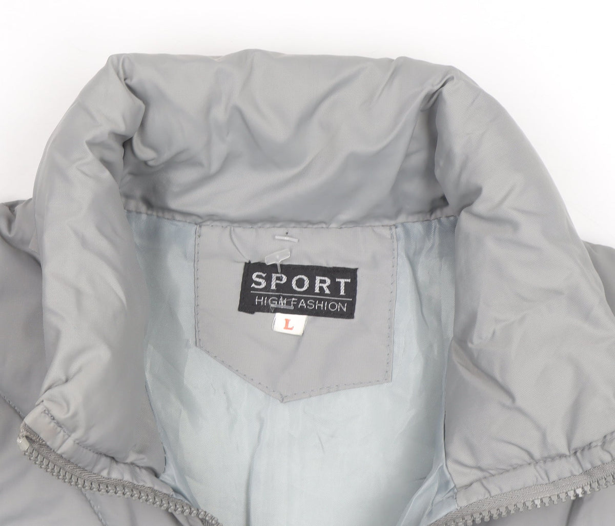 SPORT High Fashion Men's Grey Puffer Jacket L Insulated Winter Coat