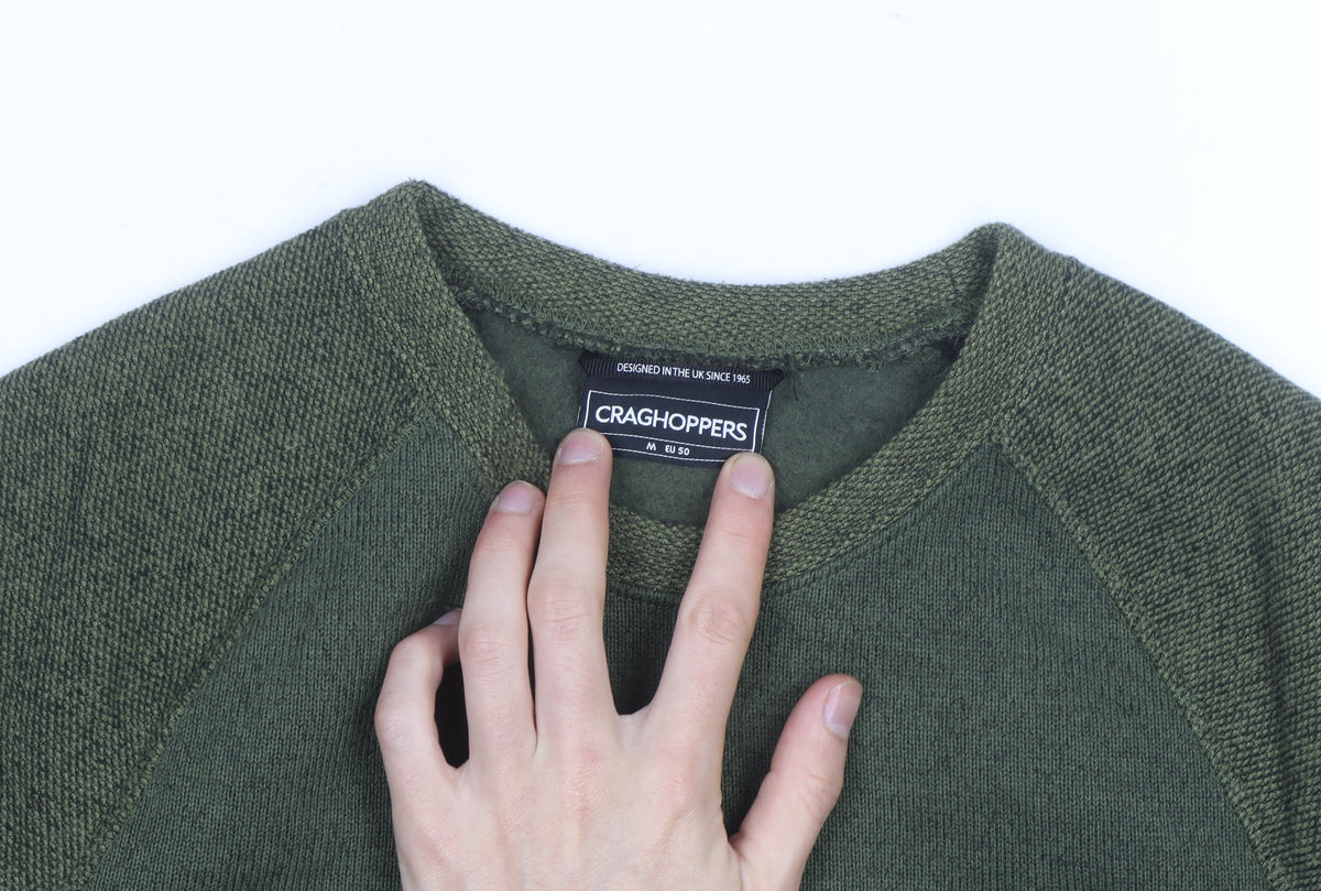 Craghoppers Mens Green Crew Neck Wool Blend Pullover Jumper M